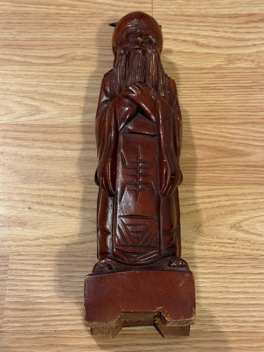 12" Statue Vintage Chinese Hand Carved Wood